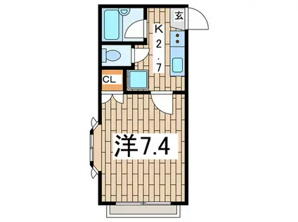 ボヌール(1K/2階)の間取り写真