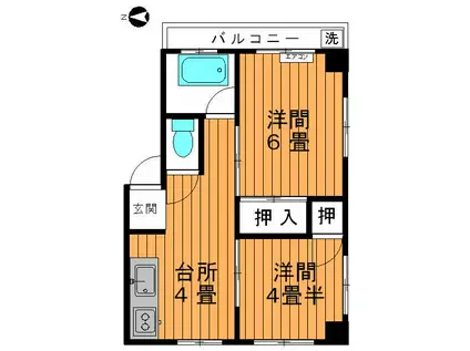 降矢ビル(2DK/4階)の間取り写真