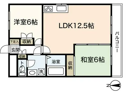 田川ビル(2LDK/5階)の間取り写真