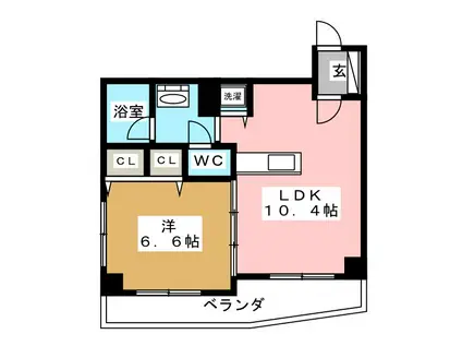 ソレーユ イーストウイング(1LDK/4階)の間取り写真