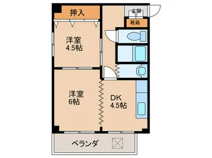 フレアM(2DK/4階)の間取り写真