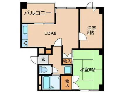 中銀府中大国マンシオン(2LDK/2階)の間取り写真