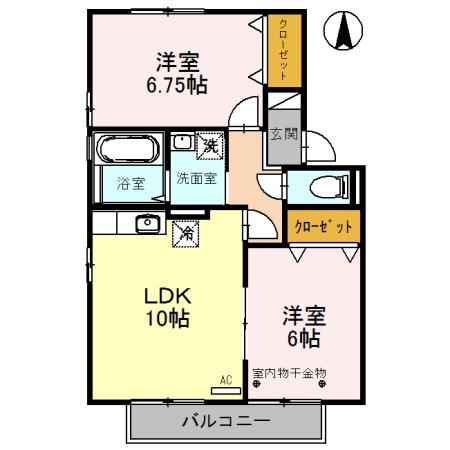カルナ みたか(2LDK/2階)の間取り写真