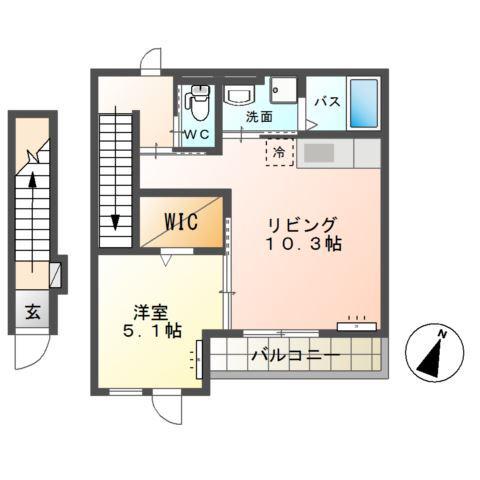 クレアーレ(1LDK/2階)の間取り写真