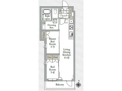 LIVE CASA千鳥町(2LDK/4階)の間取り写真