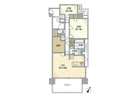 ライオンズ南大高ディアグランデ(2LDK/4階)の間取り写真