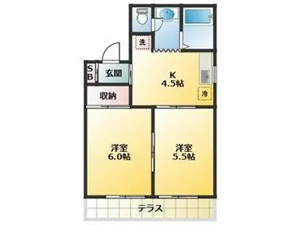 大谷口コーポ(2K/1階)の間取り写真