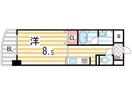 ミカド21鴻池(1K/8階)の間取り写真