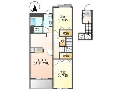 エーデルハイム岩波(2LDK/2階)の間取り写真