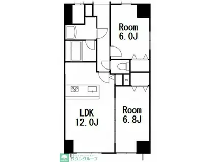 ソレアード富士見(2LDK/11階)の間取り写真