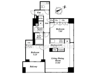 グランスイート麻布台ヒルトップタワー(2LDK/6階)の間取り写真