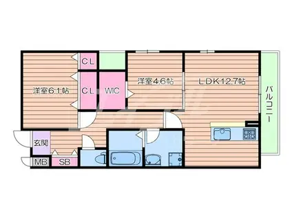 フォレストコートN(2LDK/2階)の間取り写真