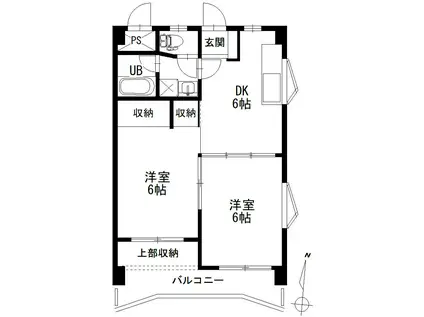 メゾンアルカディア西深津(2DK/7階)の間取り写真