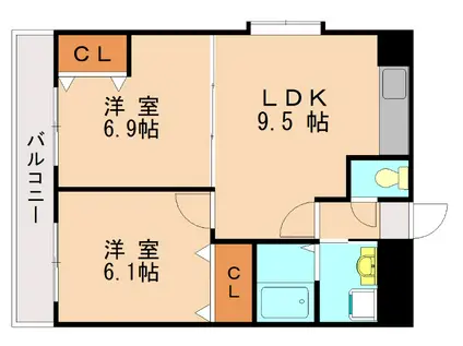 シャンティオンマンション(2LDK/5階)の間取り写真