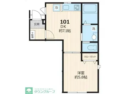 HALE LINO(1DK/1階)の間取り写真