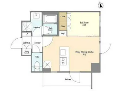 フレシア赤塚新町(1LDK/4階)の間取り写真