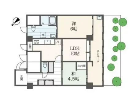 セラン中町(2LDK/1階)の間取り写真