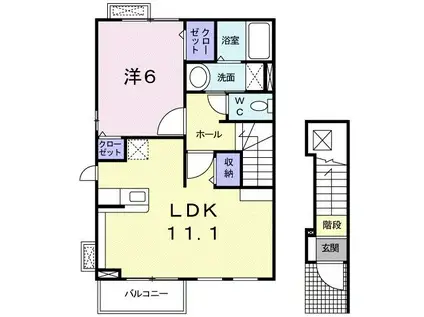 ホワイトサウンズあくつ(1LDK/2階)の間取り写真