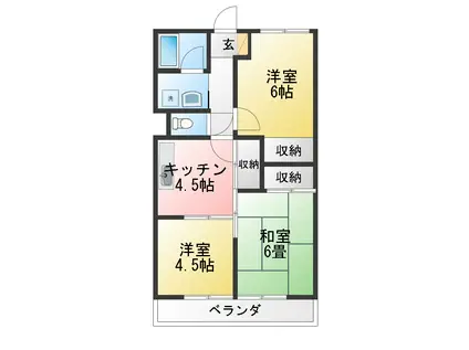 南流山東ハイツ(3K/1階)の間取り写真