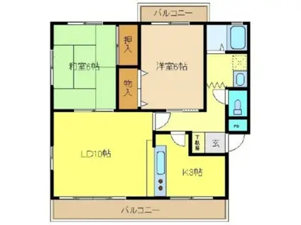 TSコーポ(2LDK/2階)の間取り写真