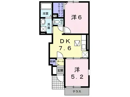 こすもすハウス武井壱番館(2DK/1階)の間取り写真