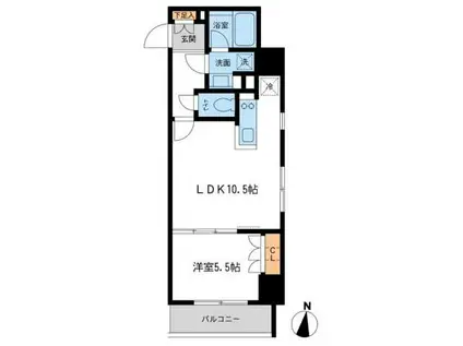 レジデンス両国駅前(1LDK/8階)の間取り写真