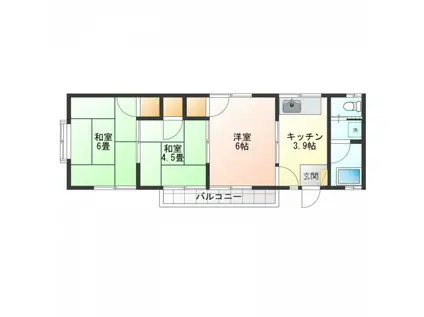 コーポ央高(3K/2階)の間取り写真