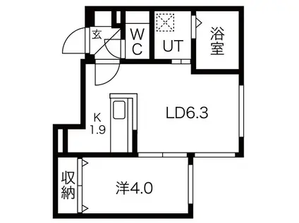 シティレジデンス北6条(1LDK/4階)の間取り写真