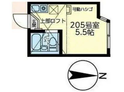ユナイト川崎ロゼッタストーン(ワンルーム/2階)の間取り写真