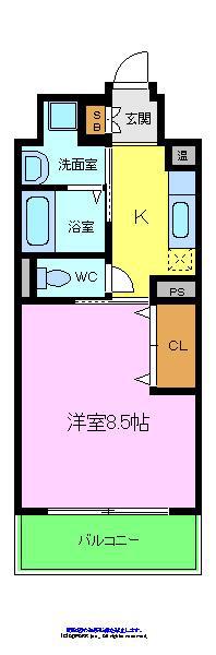 フィオレ・レジデンス出島海岸通(1K/3階)の間取り写真