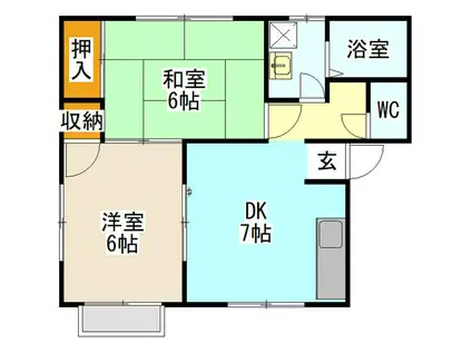 メゾンクレール(2DK/2階)の間取り写真