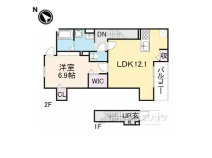 ソレイユ(1LDK/2階)の間取り写真