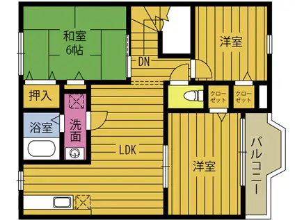 ハピネス南石垣B(3LDK/2階)の間取り写真