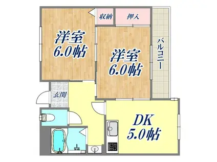岡崎第一マンション(2DK/2階)の間取り写真