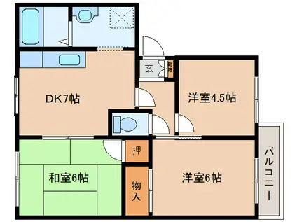 三央ハイツB棟(3DK/2階)の間取り写真