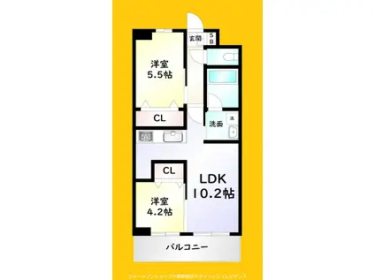 コンダクトレジデンスJONO(2LDK/8階)の間取り写真