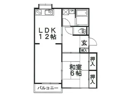 クレール弥生(1LDK/2階)の間取り写真