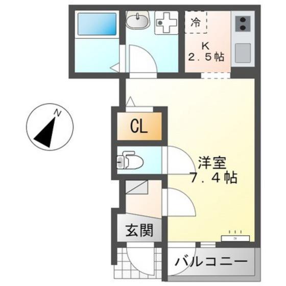 フルール宮内(1K/1階)の間取り写真