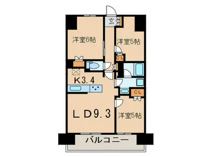 BLESS宮崎台(3LDK/12階)の間取り写真