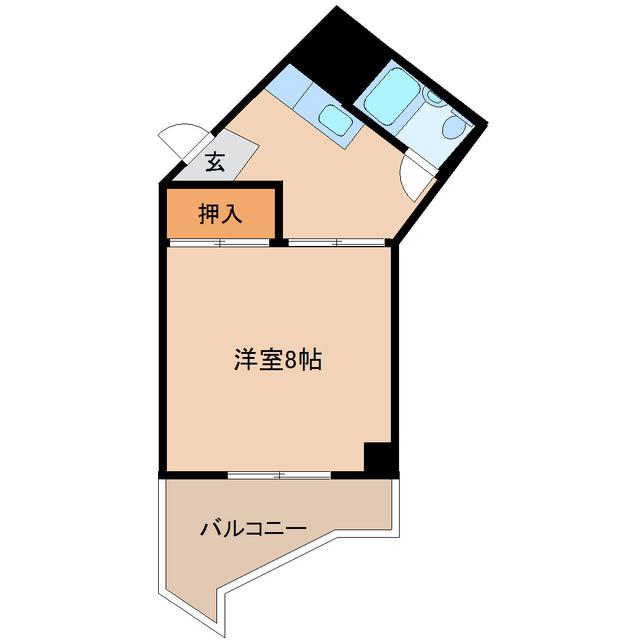六丁の目マンション(1K/2階)の間取り写真