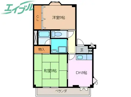 ソリトンハウス(2DK/2階)の間取り写真