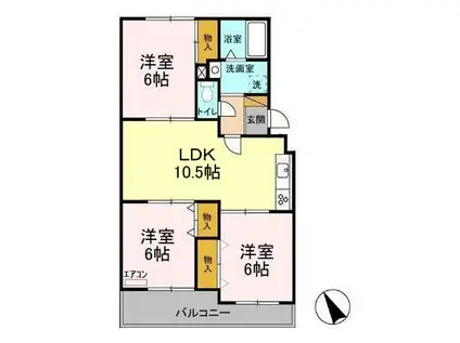 ヴェラクレスト壱番館(3LDK/1階)の間取り写真