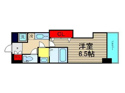 ラグゼ難波西I(1K/8階)の間取り写真