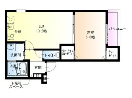 フジパレス大物公園II番館(1LDK/2階)の間取り写真