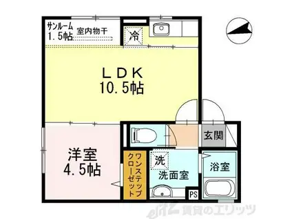 エミールコート西脇(1LDK/2階)の間取り写真