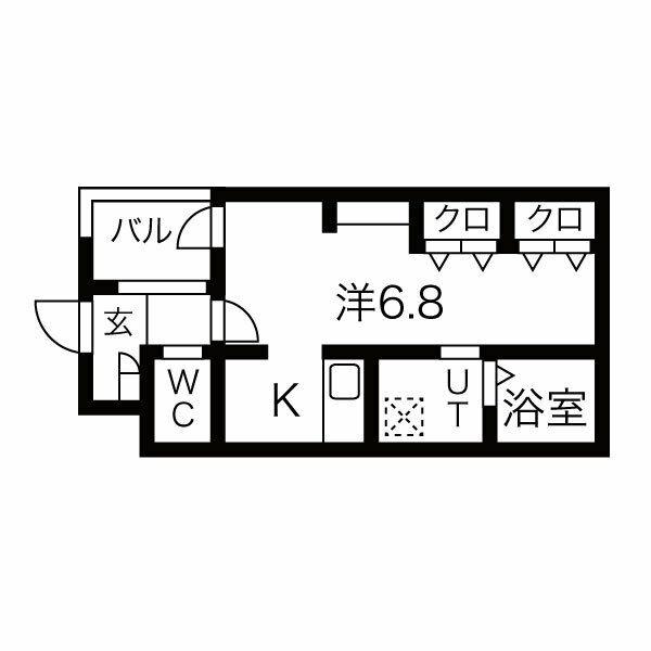 寺地町東ジーイー・サンク(1K/2階)の間取り写真