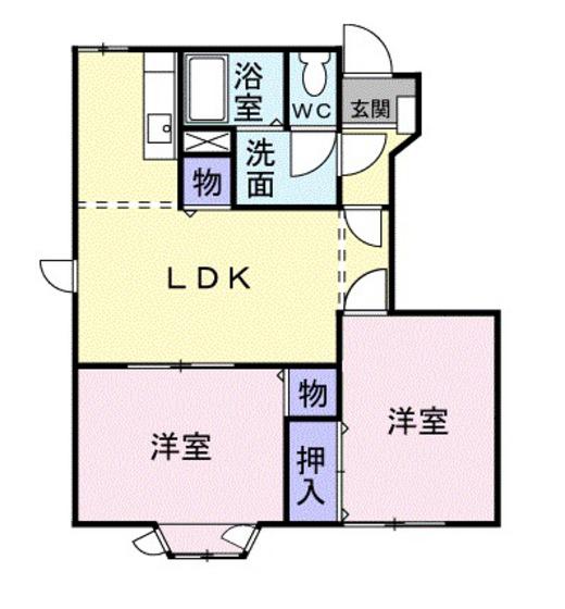 カーサA(2LDK/1階)の間取り写真