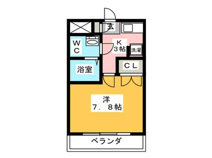 アイリーSEVEN COURT(1K/4階)の間取り写真