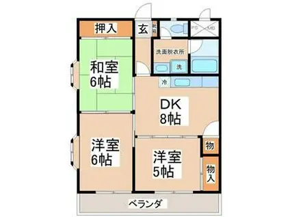 銀杏町レジデンス(3DK/6階)の間取り写真