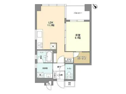 ルクレ日本橋蛎殻町(1LDK/3階)の間取り写真